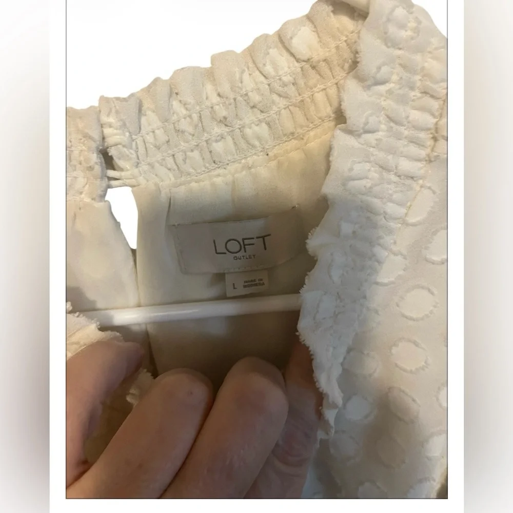 LOFT SWISS DOT RUFFLE SLEEVE TOP - Picture 8 of 13